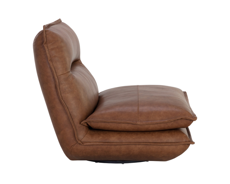 Colson Swivel Armless Cognac Leather Chair