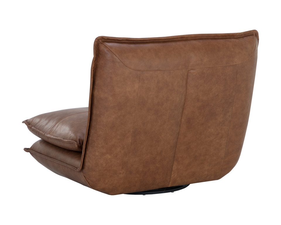 Colson Swivel Armless Cognac Leather Chair