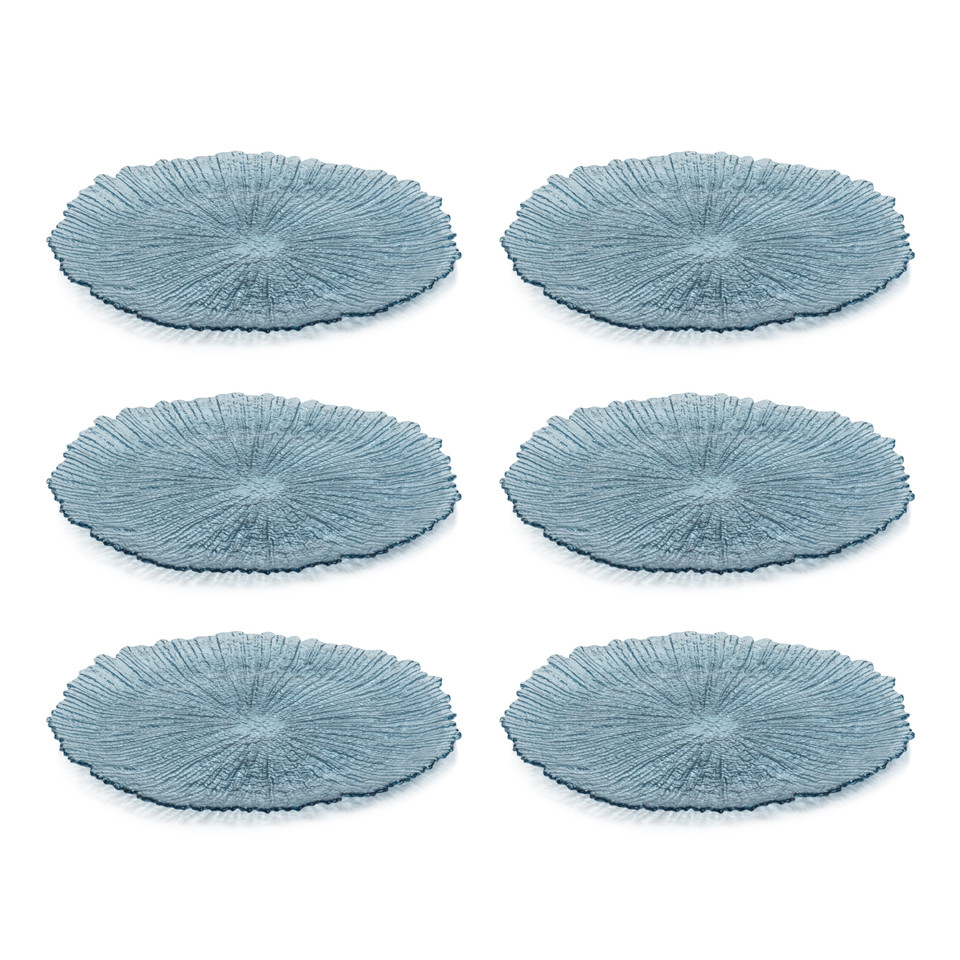 Icy Sapphire Blue Glass Charger Plate, Set 6 - Charger View | Bone & Brass