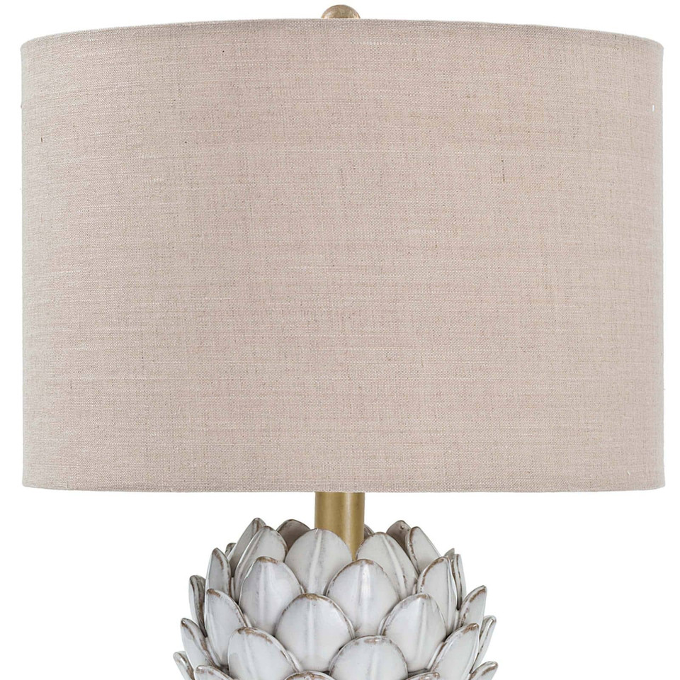 Leafy Artichoke Ceramic Table Lamp Off White, view 3