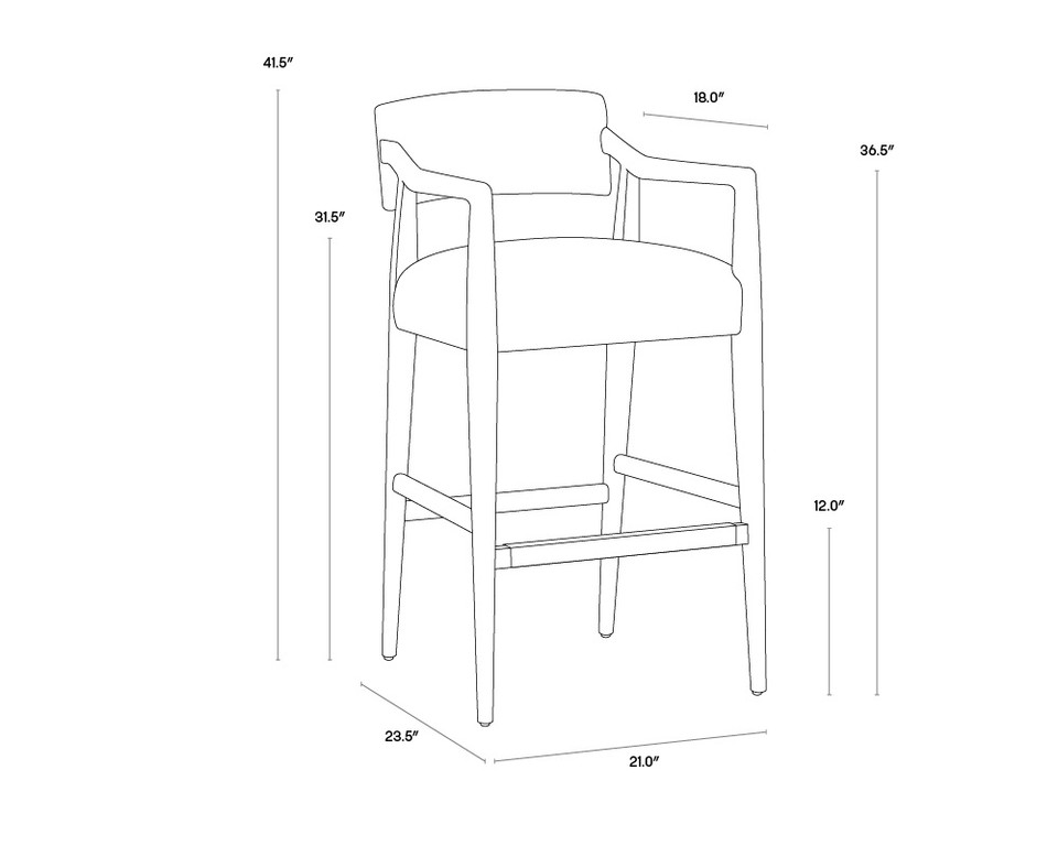 Keagan Barstool Saloon Light Grey Leather