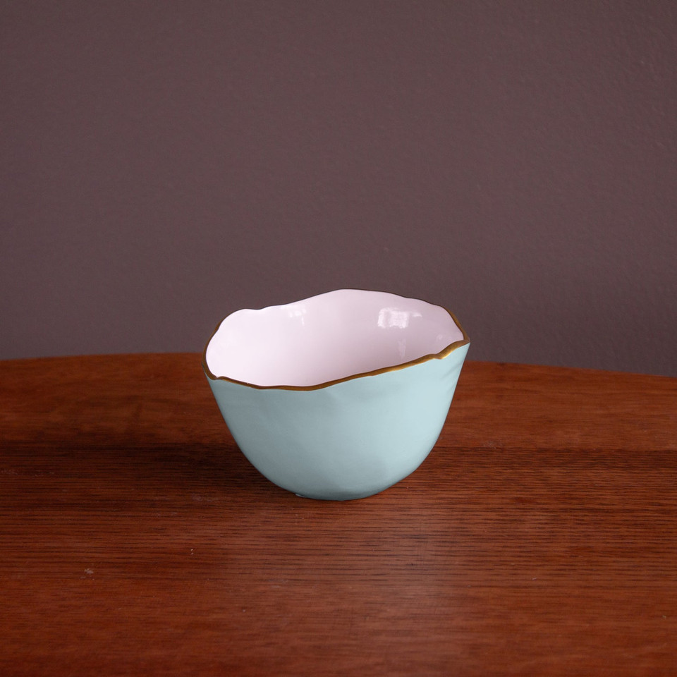 Encanto Osaka Small Bowl (Sky Blue White) - Bowl Top View | Bone & Brass
