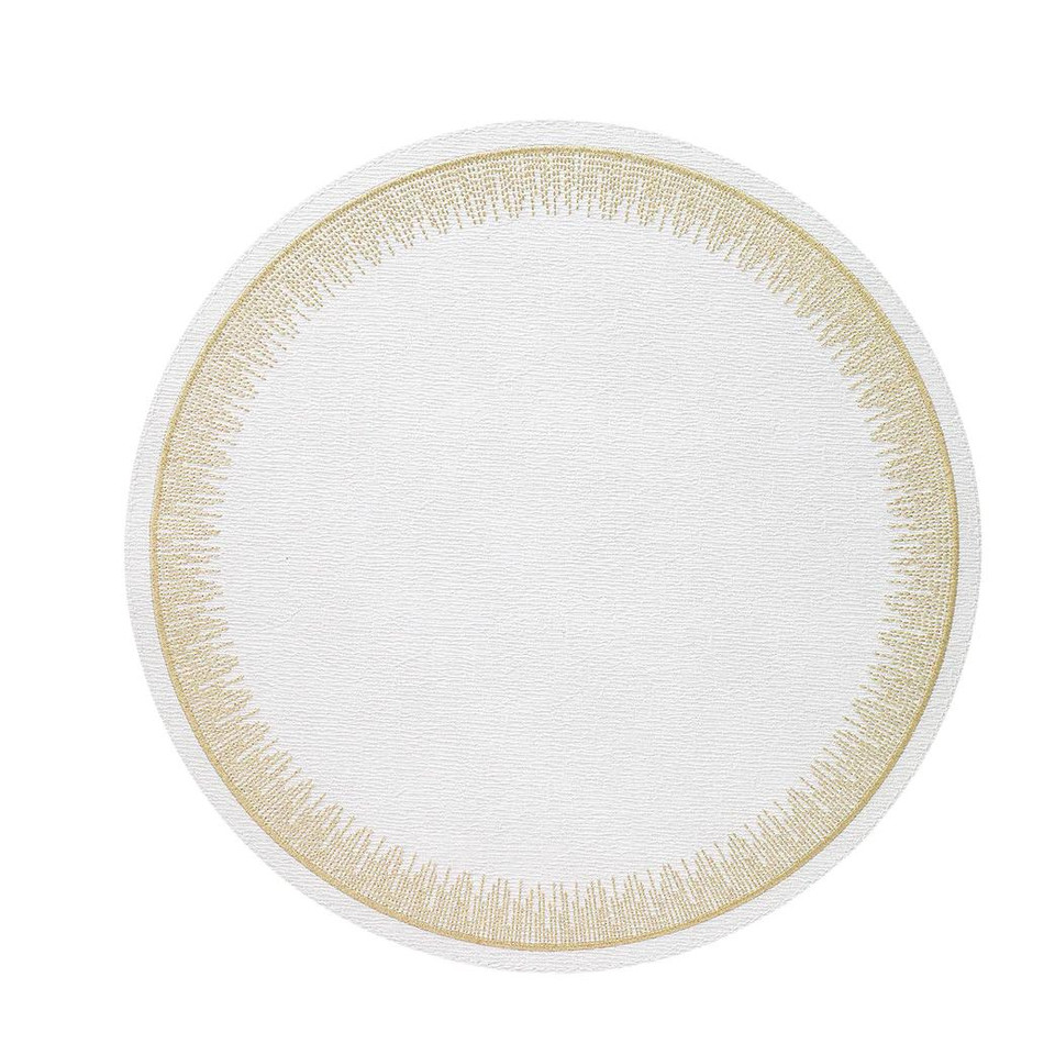 Flare Embroidered Round Placemats, Set 4 - Placemat View | Bone & Brass