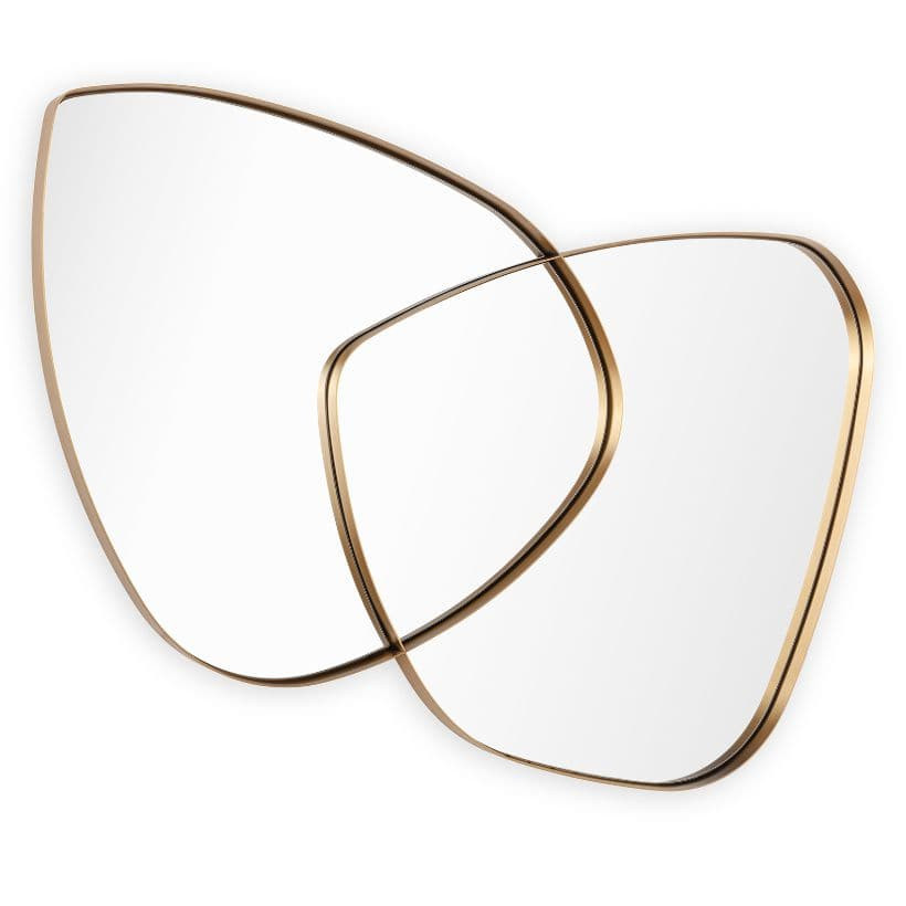 Harmony Large Natural Brass Overlapping Mirror with bold, edgy frames and unique organic shapes.