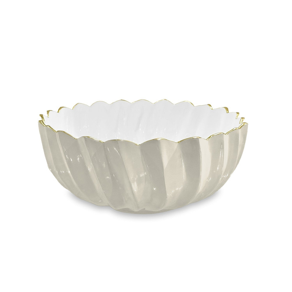Encanto Orlando Medium Serving Bowl Cream & White | Bone & Brass