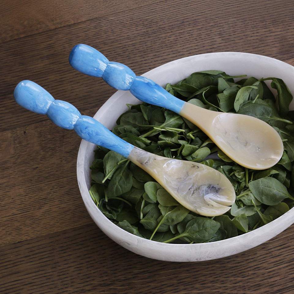 Resin Rio Bubble Salad Servers (Blue) - Set Top View | Bone & Brass