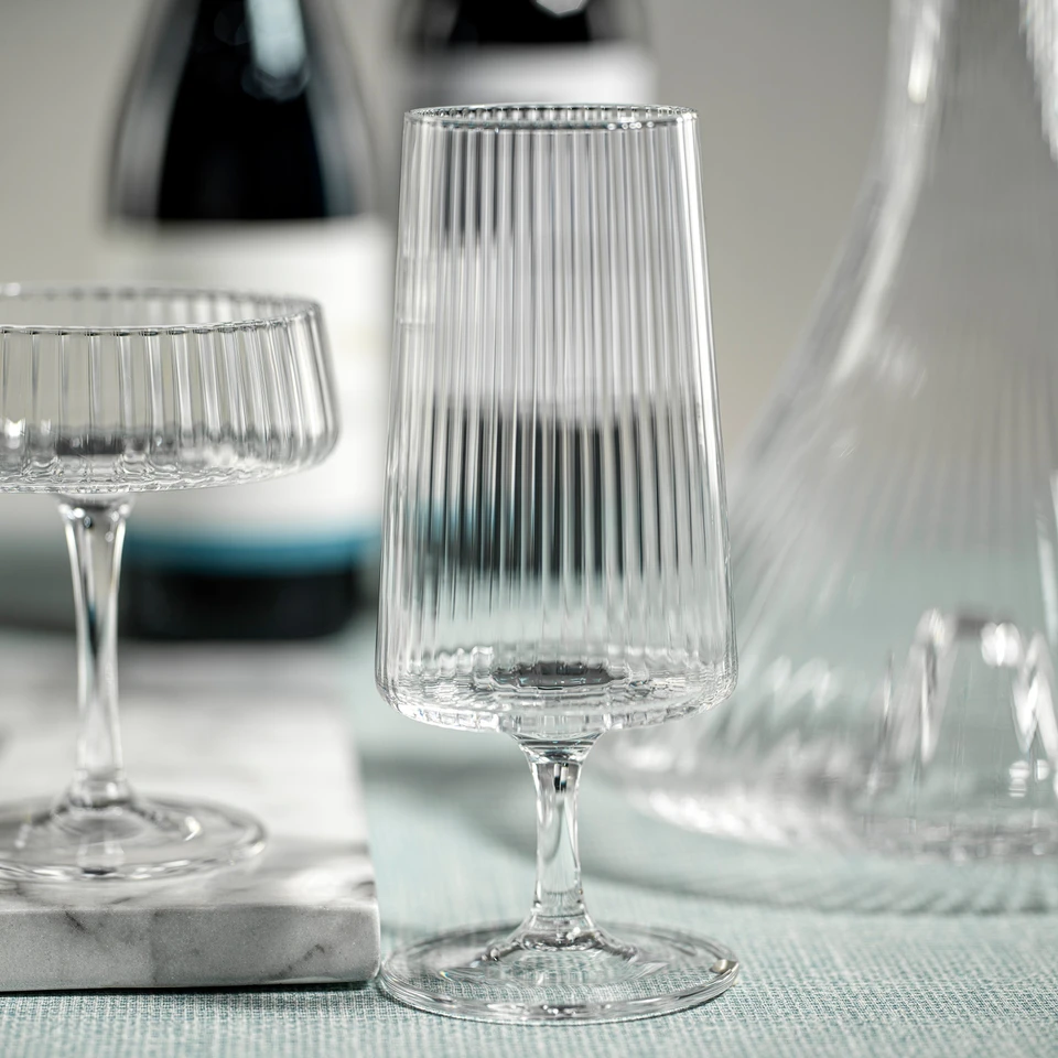 Benji Ribbed Fluted Textured Cocktail Glasses, Set 4 - Glass Detail | Bone & Brass