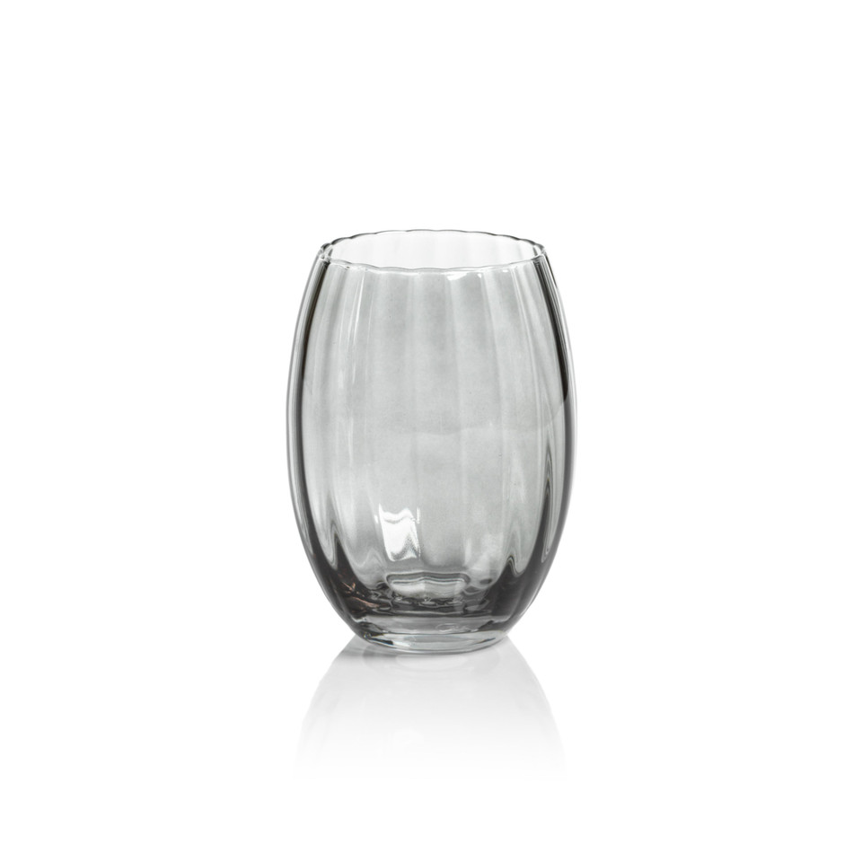Madden Grey Stemless All-Purpose Glasses, Set 4 | Bone & Brass