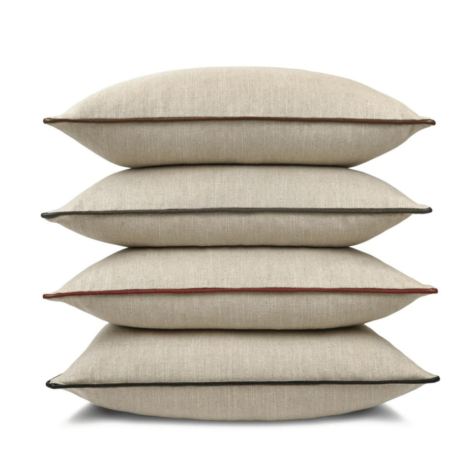 Ghent Taupe Throw Pillow, Black Trim - Pillow Detail | Bone & Brass
