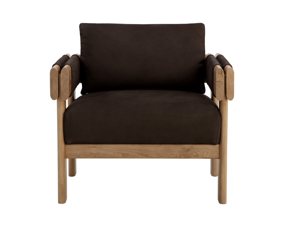 Carmichael Nubuck Cocoa Leather Lounge Chair