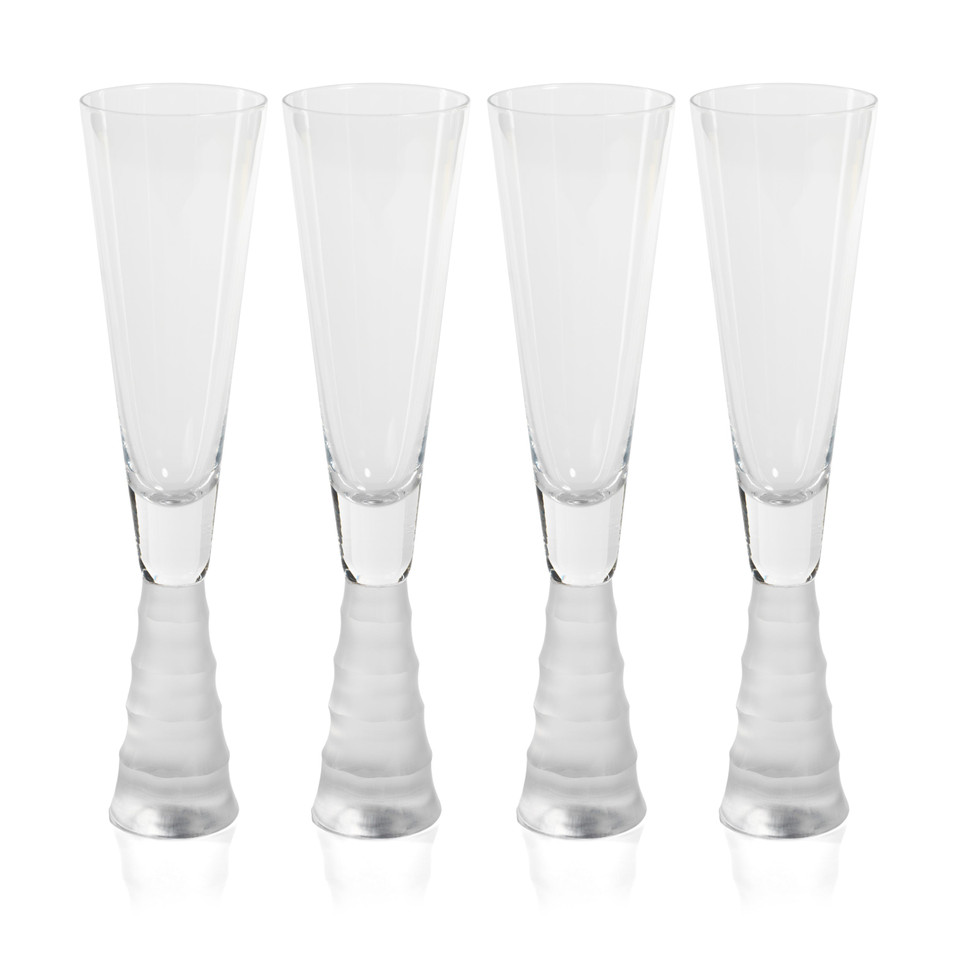 Torrance Bamboo Stem Champagne Flutes, Set 4 - Glass Stem Detail | Bone & Brass