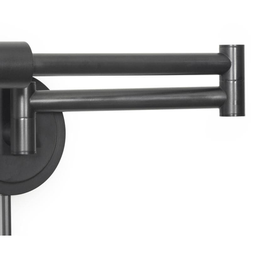 Noble Swing Arm Task Sconce in oil rubbed bronze, featuring multiple pivoting joints and full metal construction.