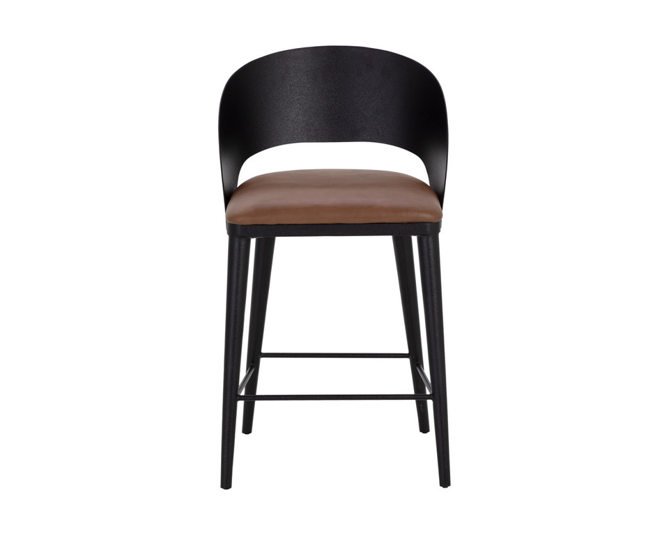 Dezirae Black - Cognac Leather Counter Stool