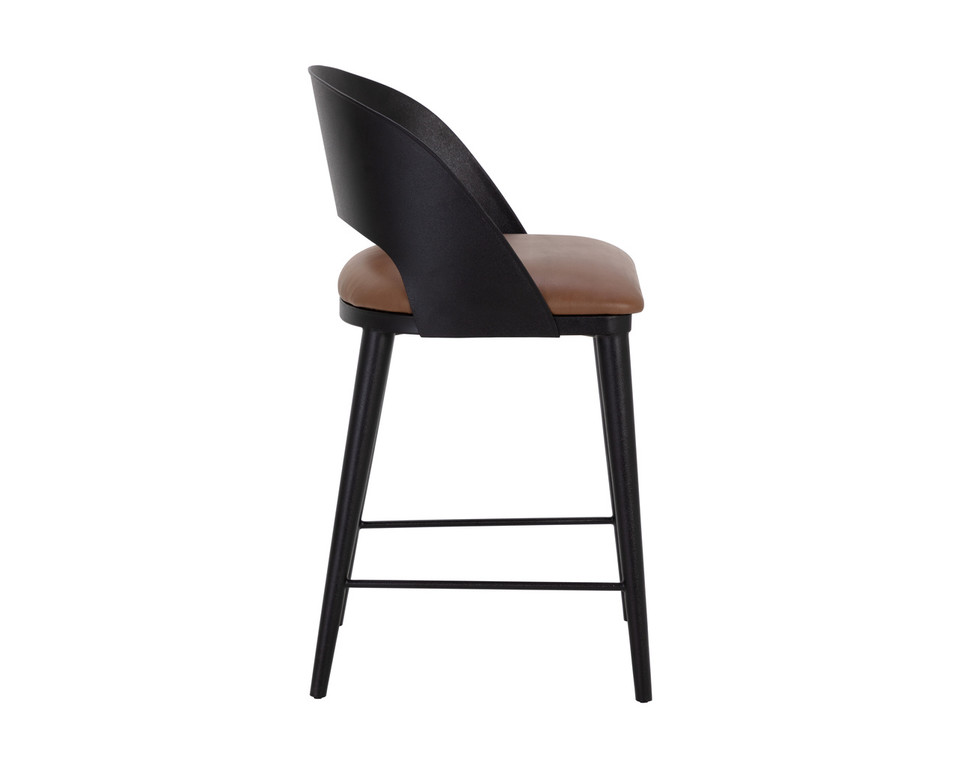 Dezirae Black - Cognac Leather Counter Stool