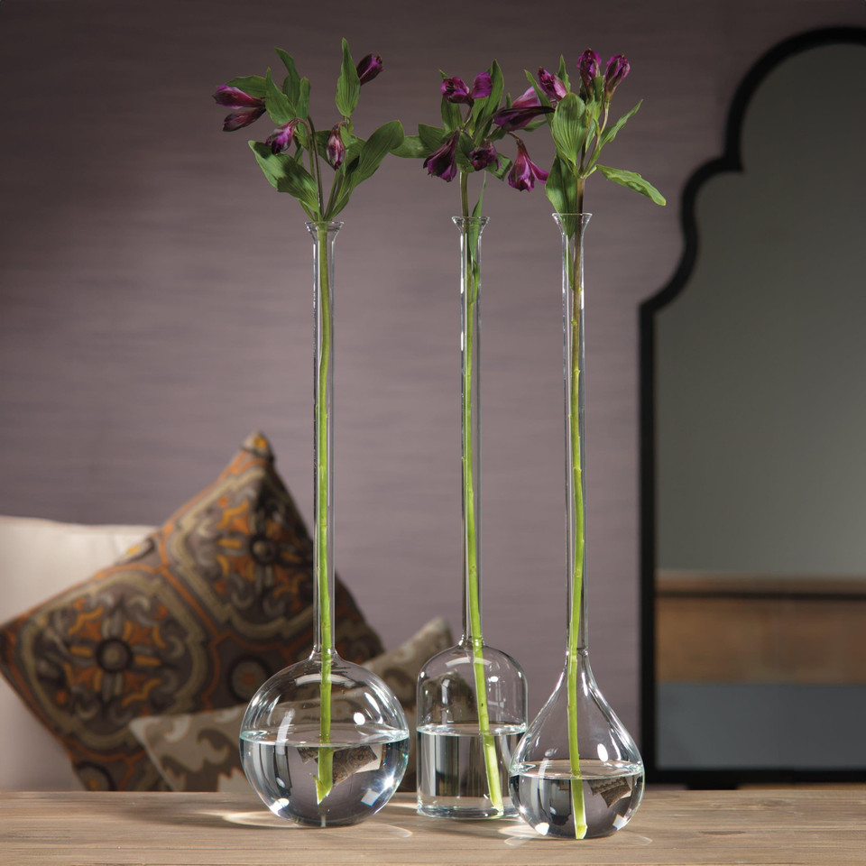 Finchem Long Neck Bell Shaped Vase - Vase Side View | Bone & Brass