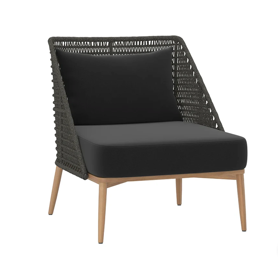 Andria Black Rope & Teak Outdoor Lounge Chair