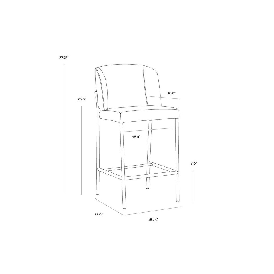 Pearce Light Grey / Bravo Cognac Counter Stool, view 4
