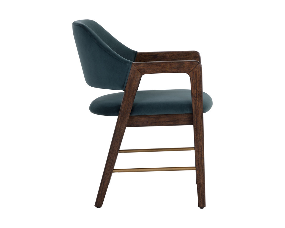 Milton Dining Smoke Acacia - Meg Dusty Teal Armchair