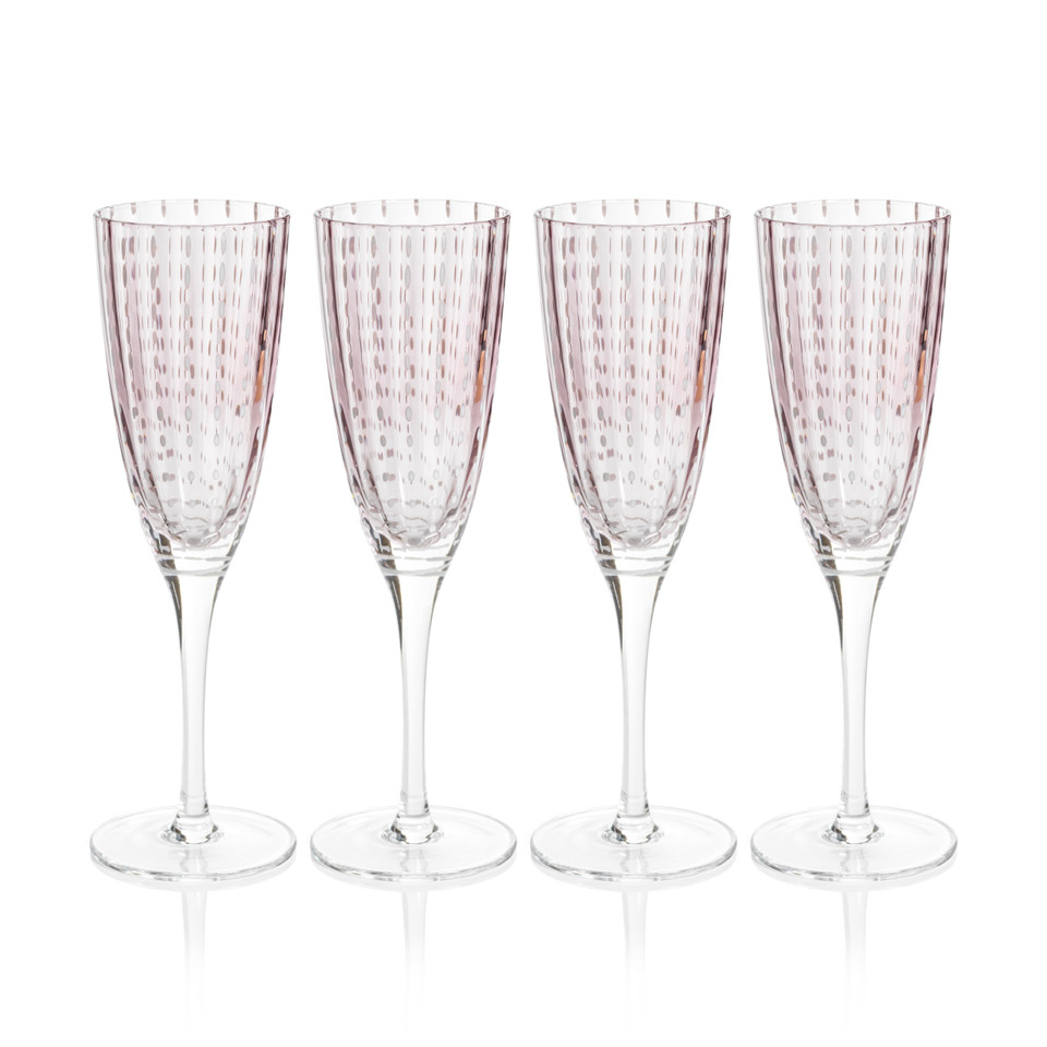 Preston Purple Glass Champagne Flutes, Set 4 - Glass Stem Detail | Bone & Brass