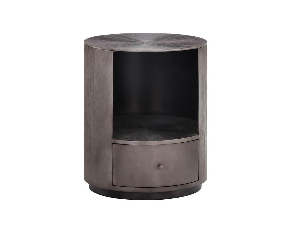 Siena Round - Gunmetal Nightstand