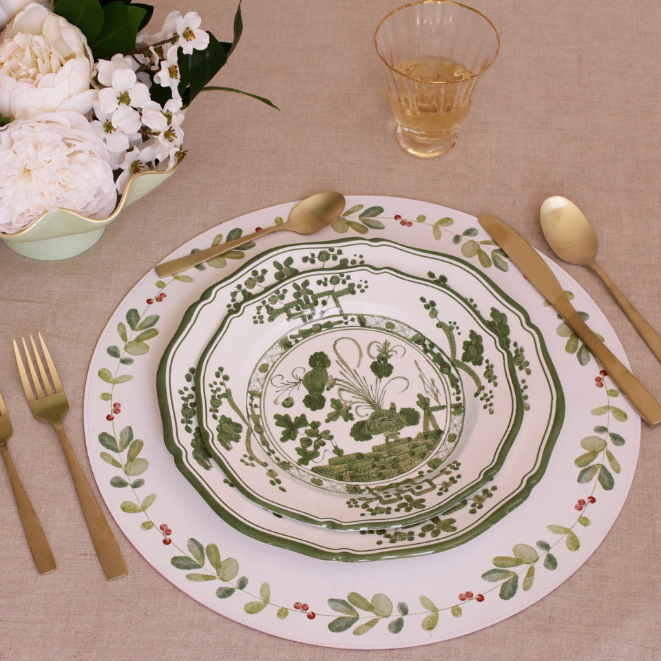 Vida Faenza Green & White Salad Plate Set of 4 - Plate Top View | Bone & Brass