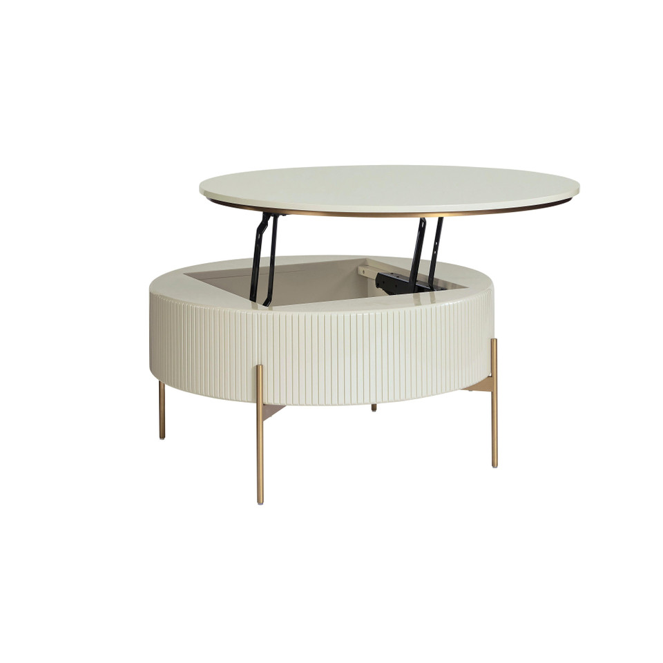 Paloma Lift Top High Gloss Cream Coffee Table, view 6