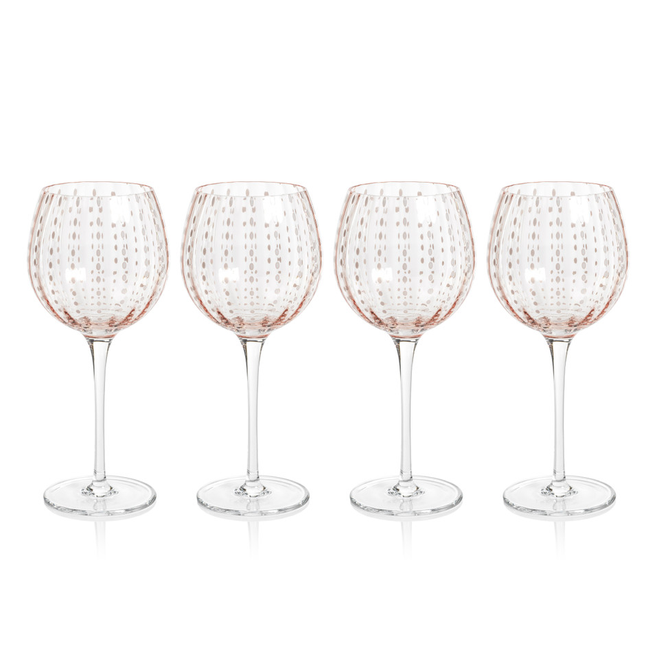 Preston Pink Glass Wine Glasses, Set 4 - Glass Stem Detail | Bone & Brass