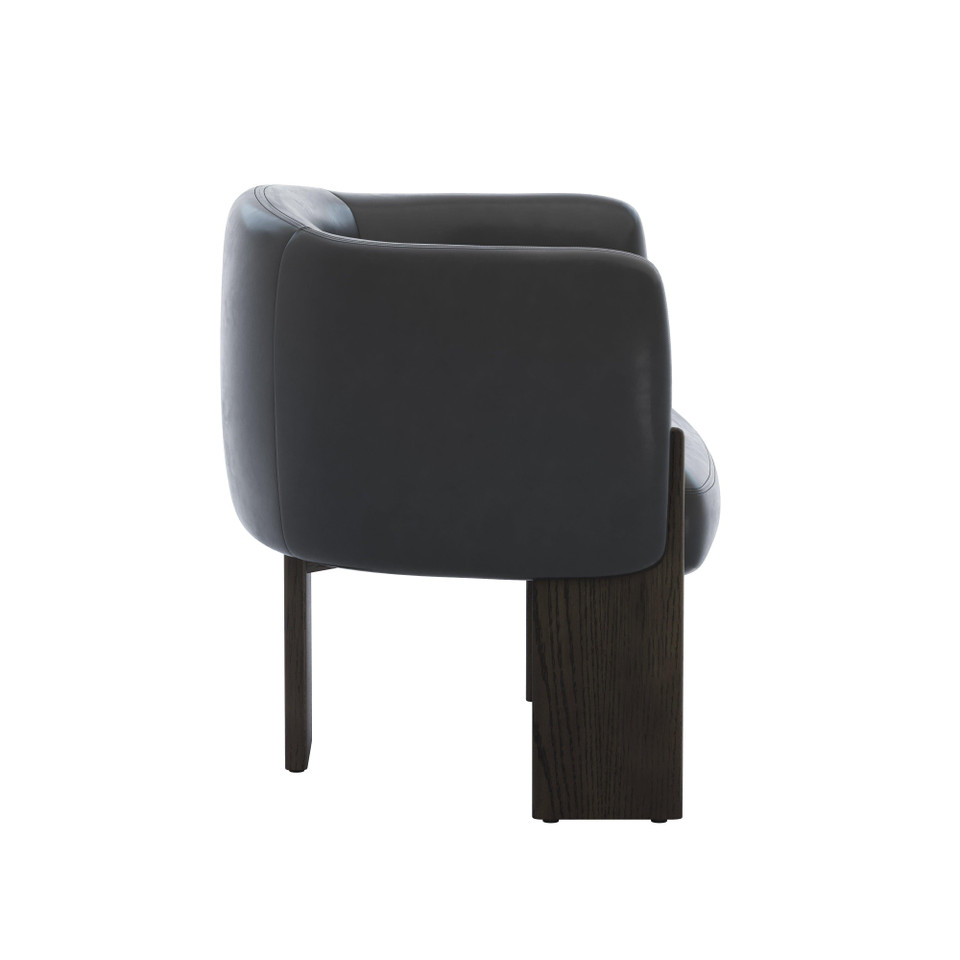 Trine Dark Brown - Vintage Black Night Leather Lounge Chair, view 6