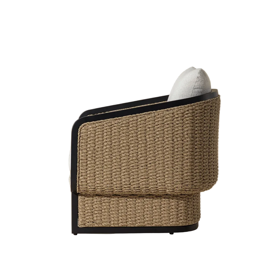 Olbia Natural Rattan & Boucle Outdoor Lounge Chair, view 4