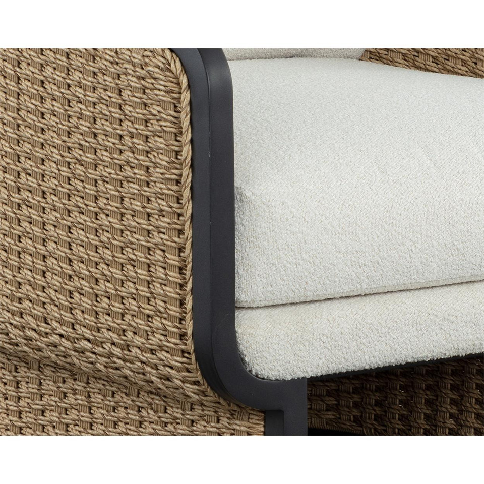 Olbia Natural Rattan & Boucle Outdoor Lounge Chair, view 5