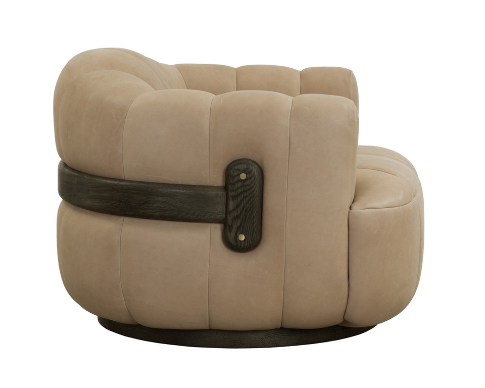 Tadeo Swivel Dark Brown - Sahara Sand Leather Armchair