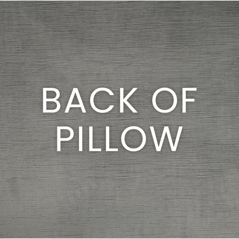 Solid grey polyester back of the Rhapsody Grey Swirl Throw Pillow.