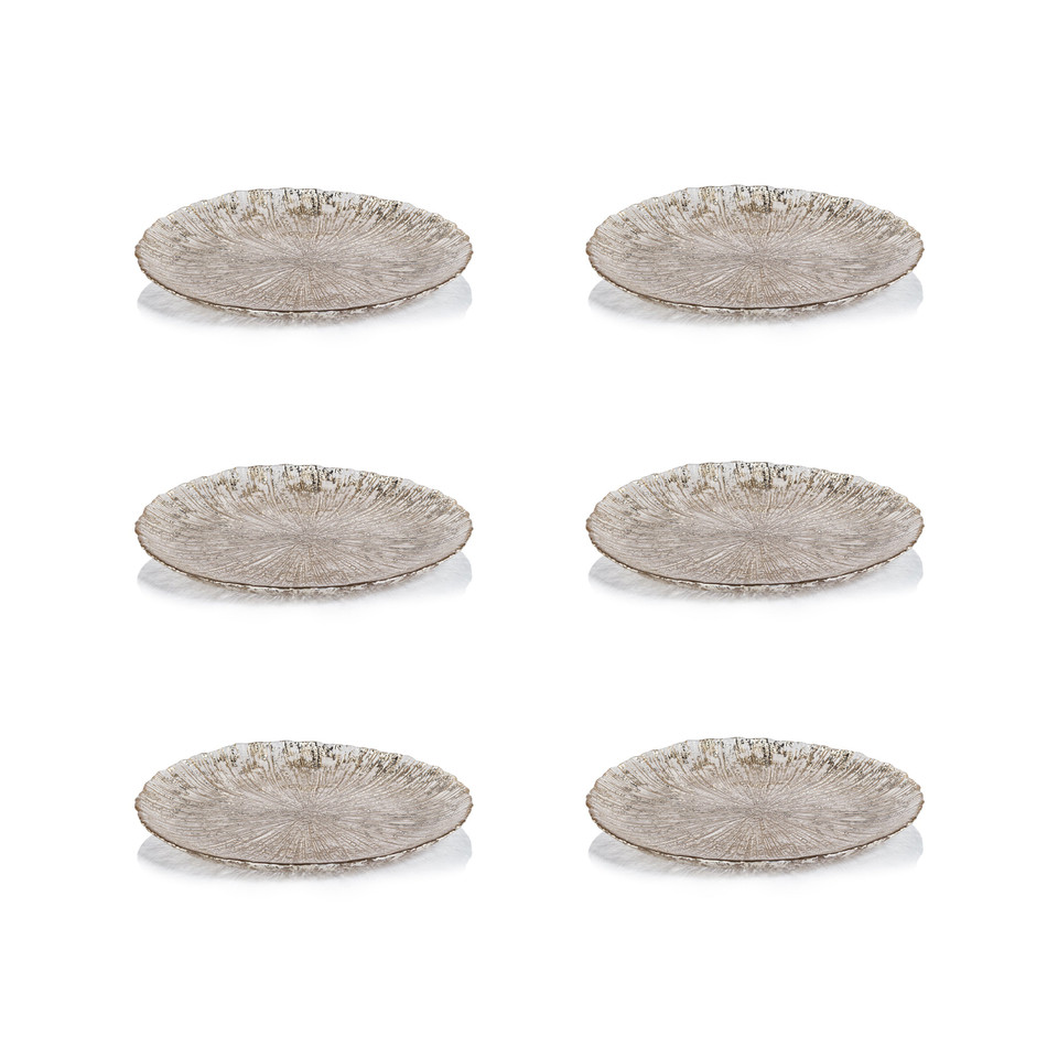 Luminara Golden Silver Fusion Glass Plate 8.25" Set 6 - Plate Top View | Bone & Brass