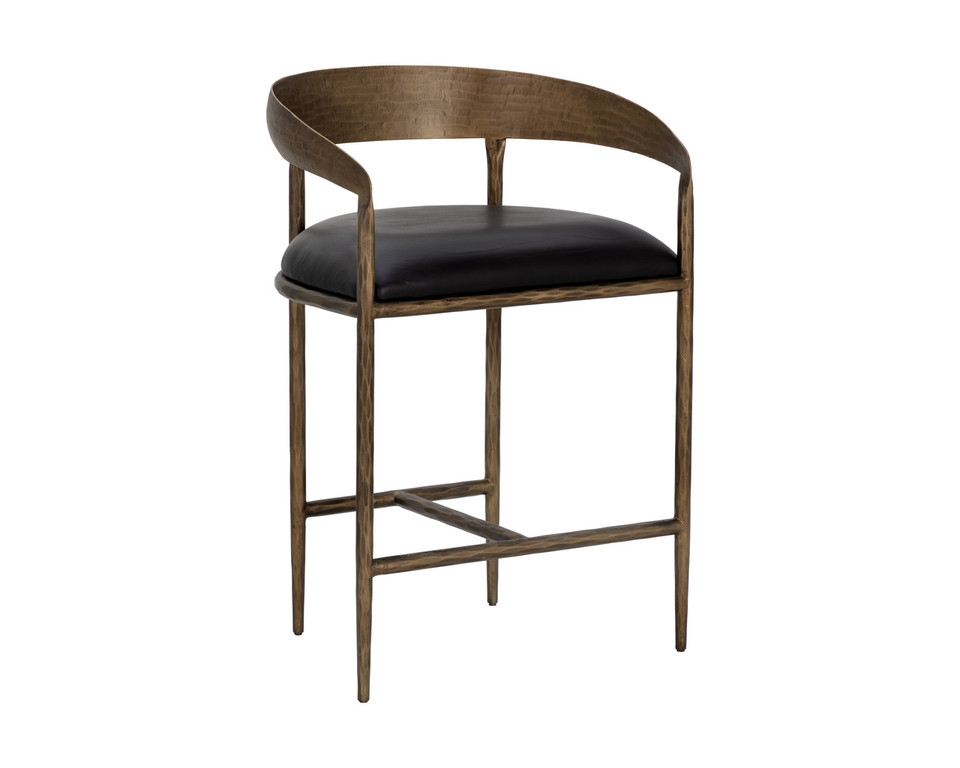 Zanatta Charcoal Black Leather Counter Stool