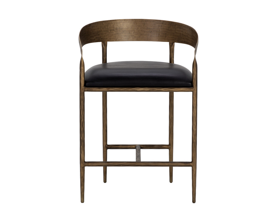 Zanatta Charcoal Black Leather Counter Stool
