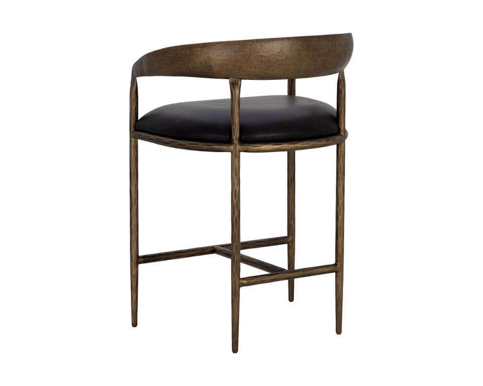 Zanatta Charcoal Black Leather Counter Stool