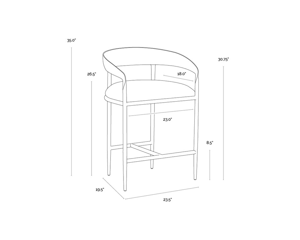 Zanatta Charcoal Black Leather Counter Stool