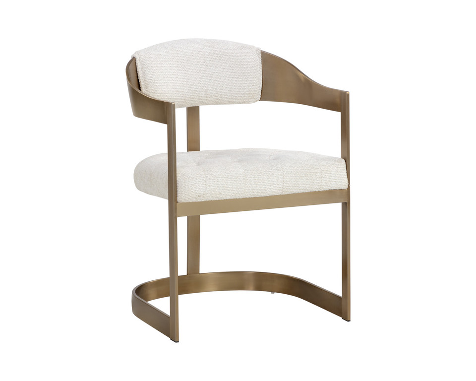 Beaumont Dining Antique Brass - Rhea Light Barley Armchair