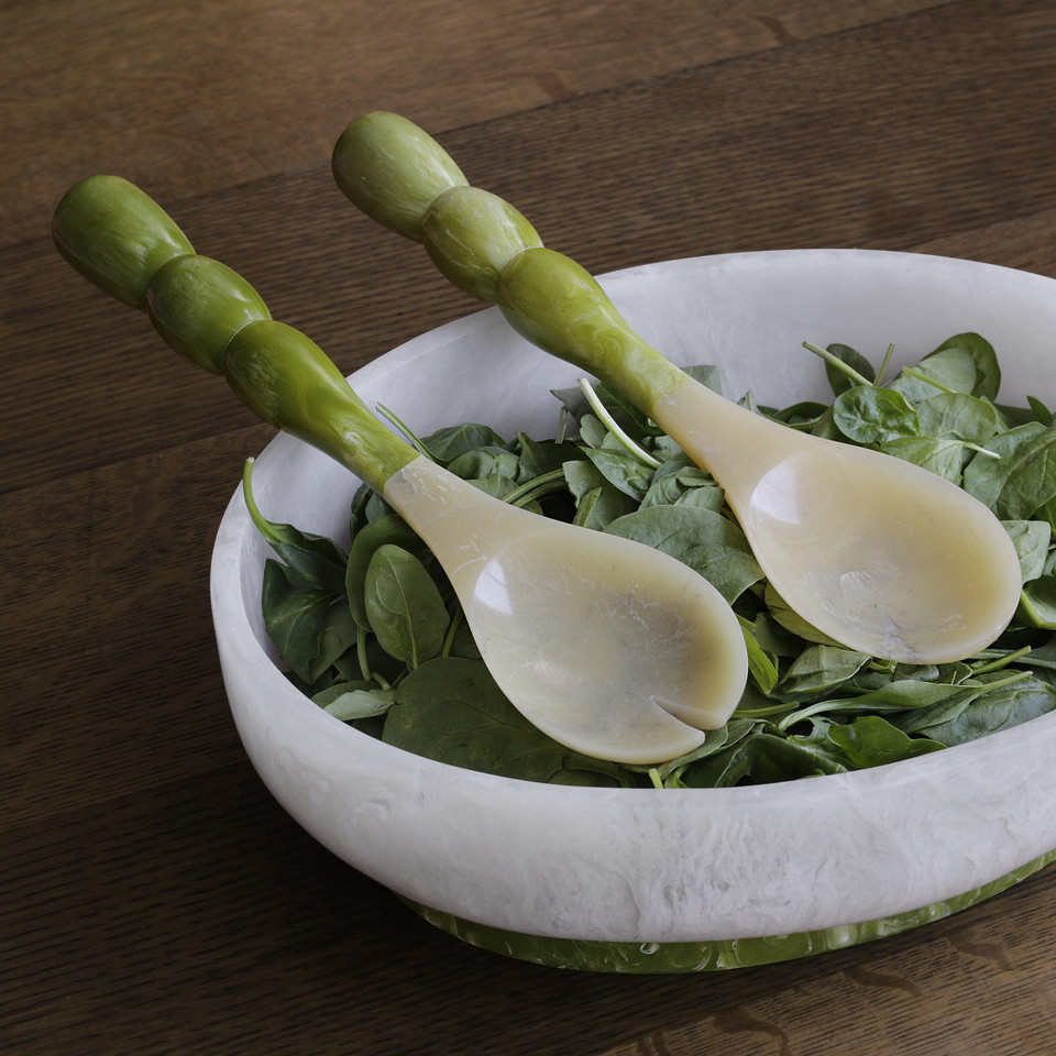 Resin Rio Bubble Salad Servers (Green) - Set View | Bone & Brass