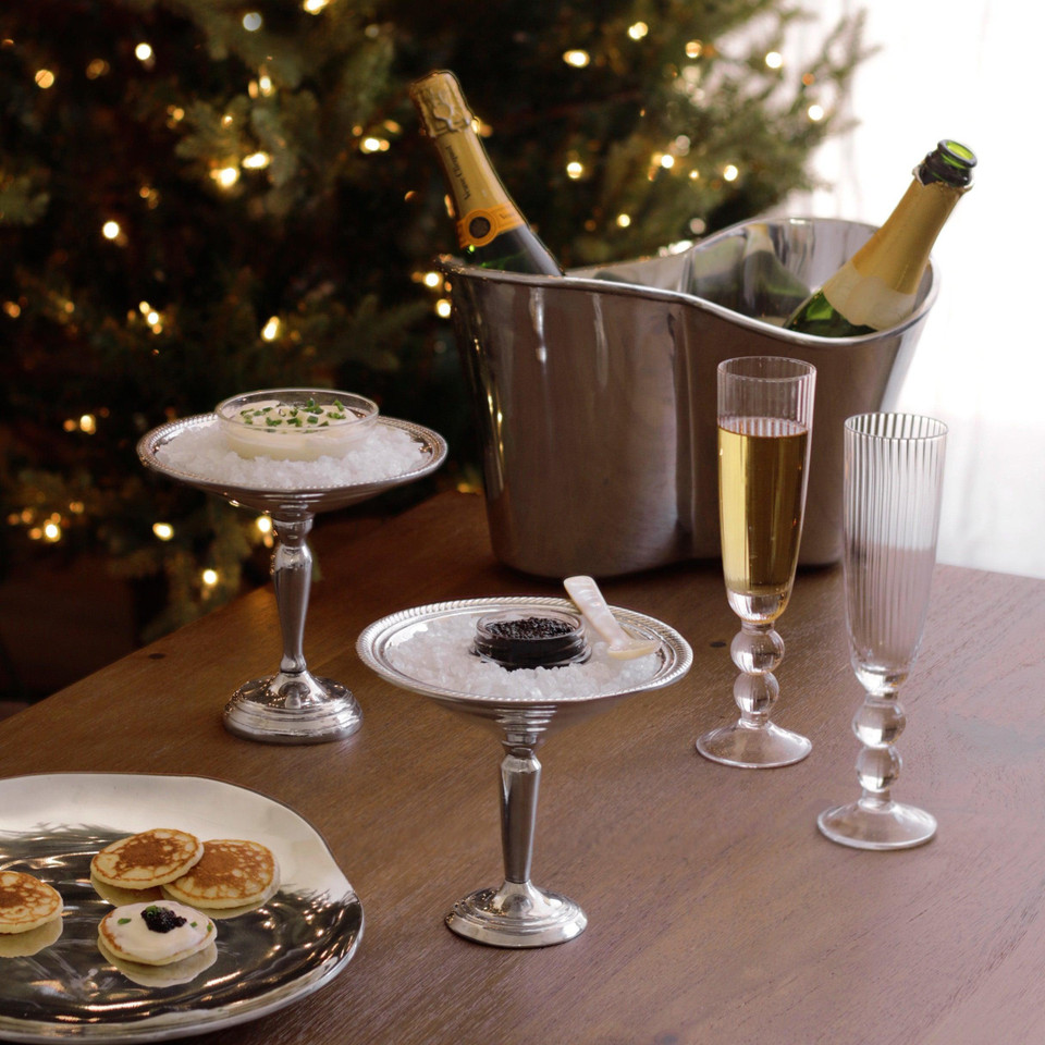 Clear Glass Venice Champagne Flute Set of 4 - Glass Bowl Detail | Bone & Brass