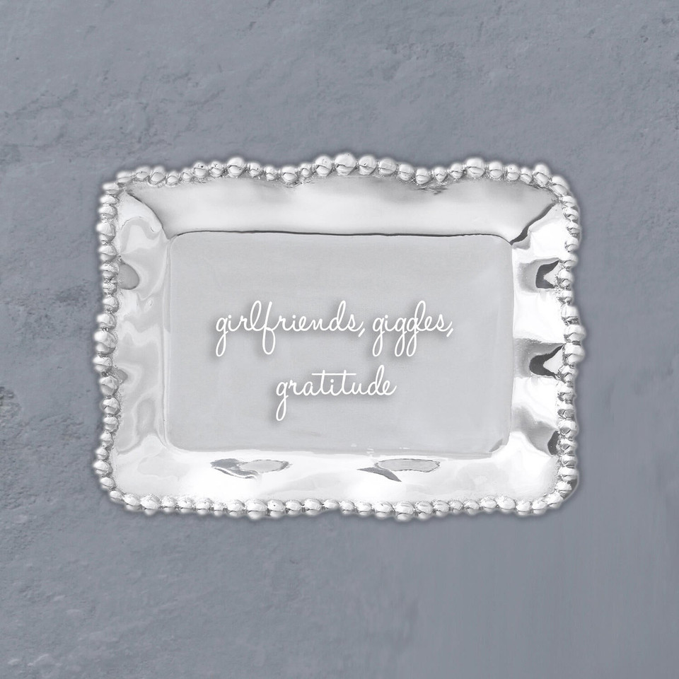 Giftables Organic Pearl Rectangular Engraved Tray - girlfriends, - Tray Detail | Bone & Brass
