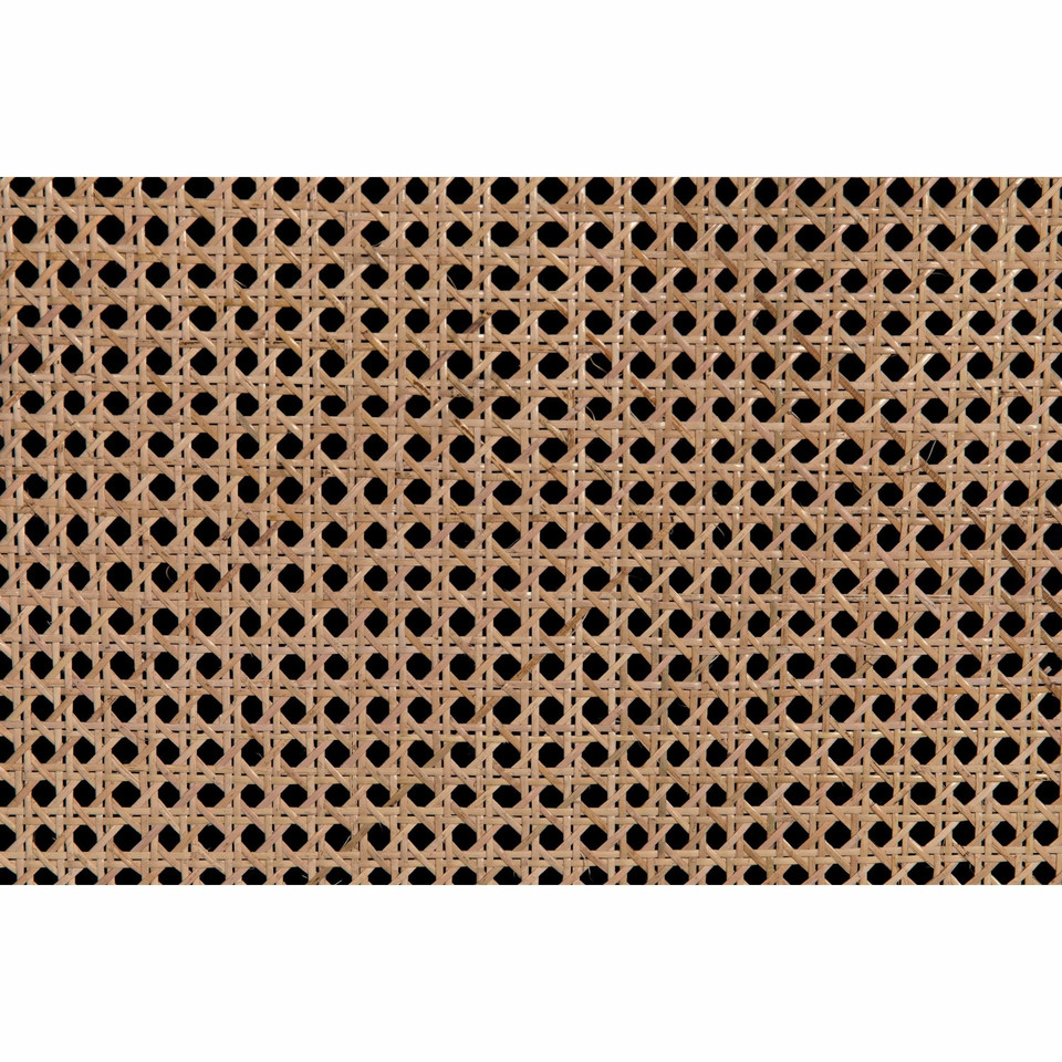 Close-up of natural light brown woven cane texture, ideal for furniture accents.