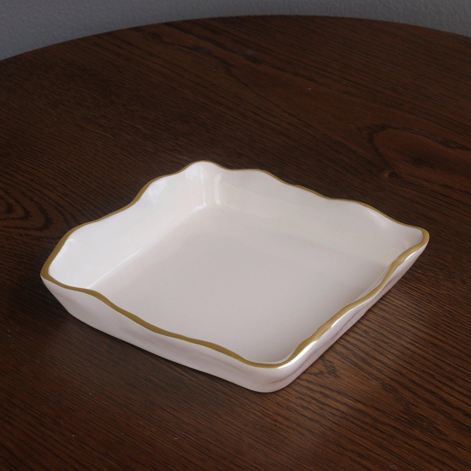 Encanto Soho Beverage Napkin Holder (Cream) - Holder Side View | Bone & Brass