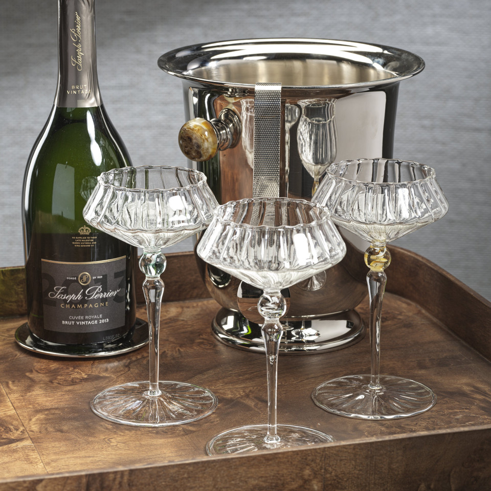 Duval Champagne Bucket, Amber Stone Handles - Bucket Side View | Bone & Brass