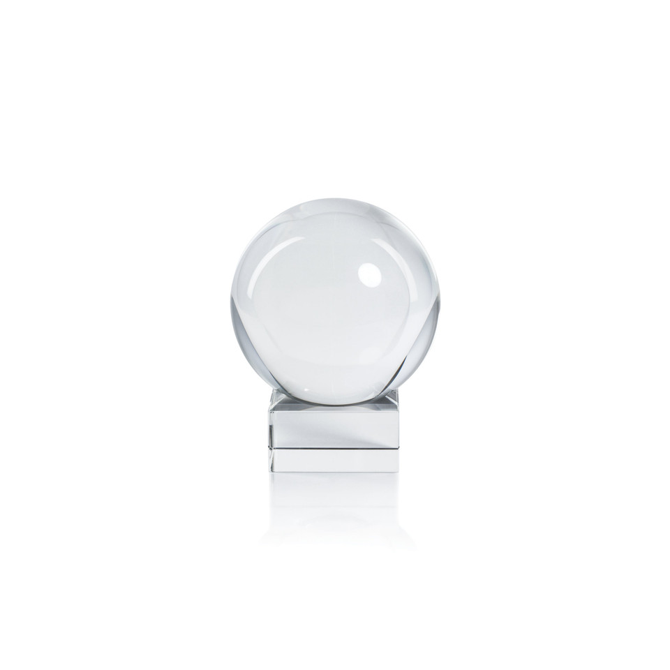 Serenity Decorative Crystal Glass Orb on Base - Alternate View | Bone & Brass