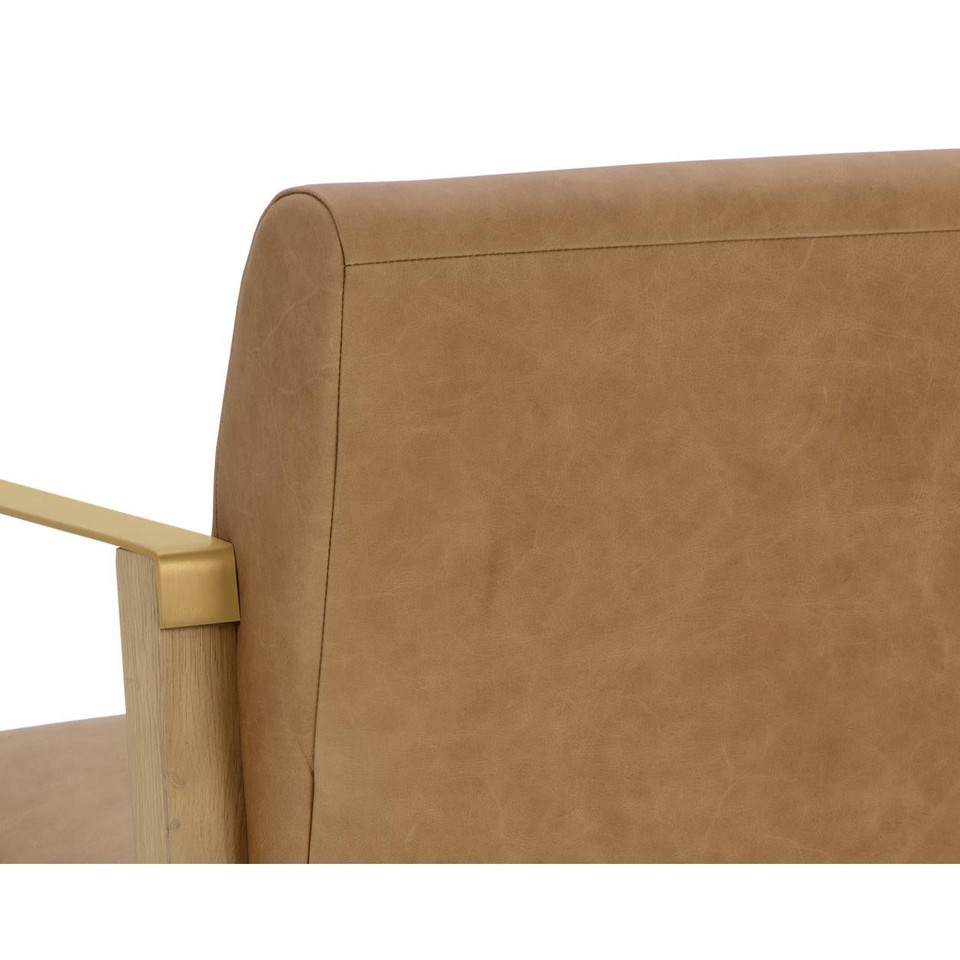 Earl Rustic Oak - Ludlow Sesame Leather Lounge Chair, view 4