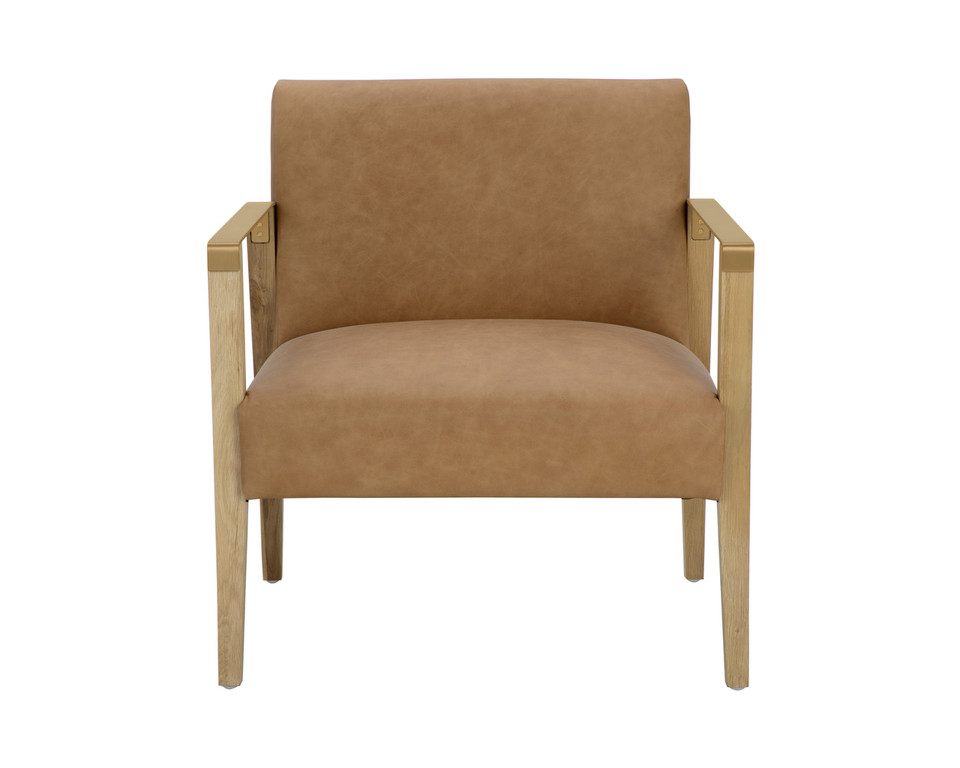 Earl Rustic Oak - Ludlow Sesame Leather Lounge Chair