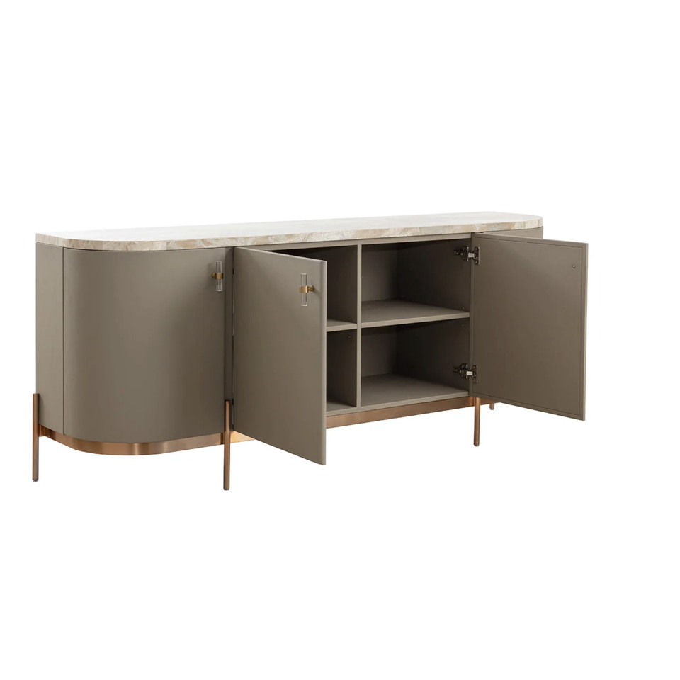 Cullen Taupe Leather & Marble Sideboard, view 5