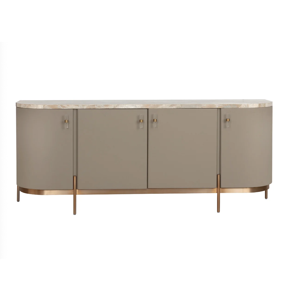 Cullen Taupe Leather & Marble Sideboard, view 4