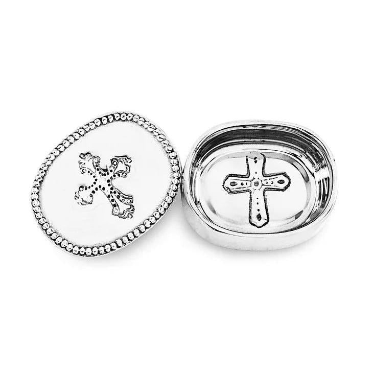 Silver Cross Oval Keepsake Box | Bone & Brass